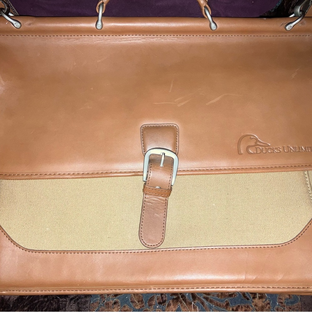 Ducks Unlimited Laptop Briefcase Leather and Canvas NEW.  RARE